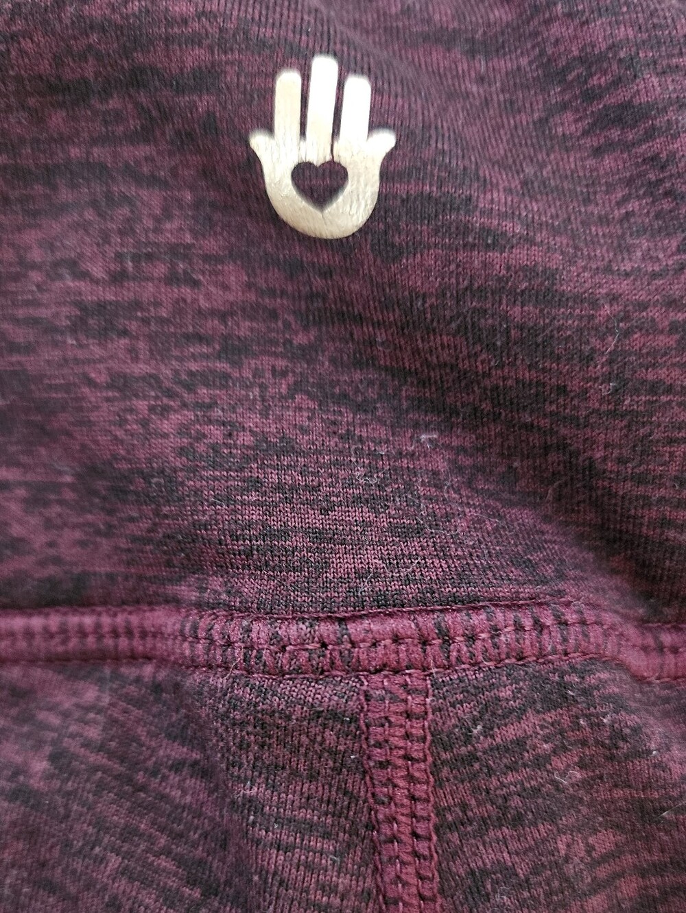 Spirtual Gangster Burgundy Heathered Cropped Leggings - Picture 5 of 7